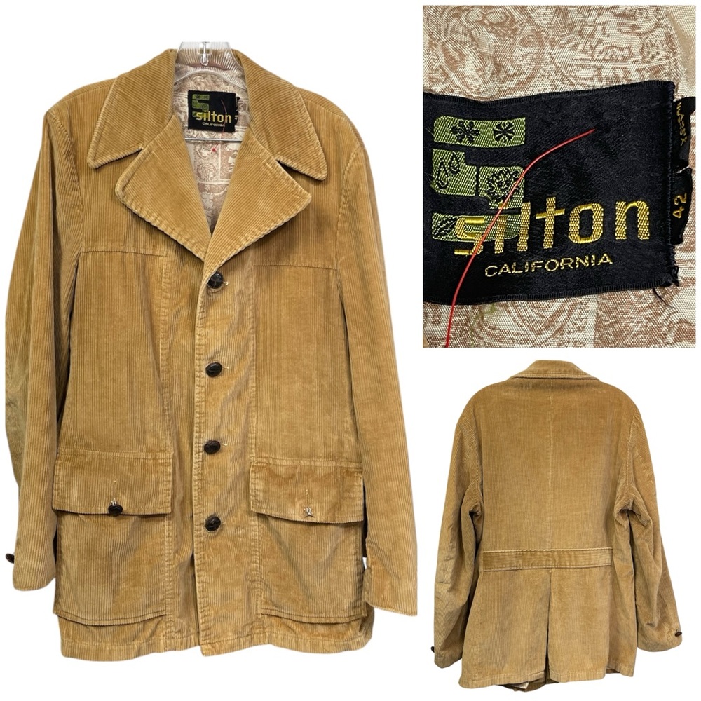 Vintage Silton California Corduroy Jacket Mens Sz 42 Tan   Blazer Jacket England